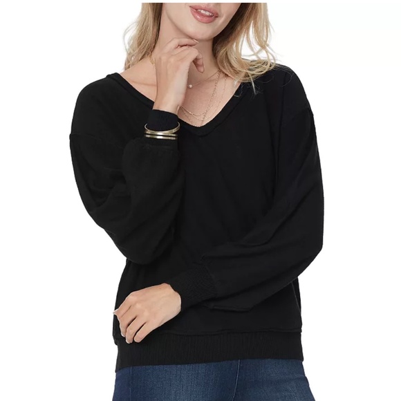 NWT NYDJ Black Dolman Sleeves V-Neck Sweater 4X - Picture 1 of 14